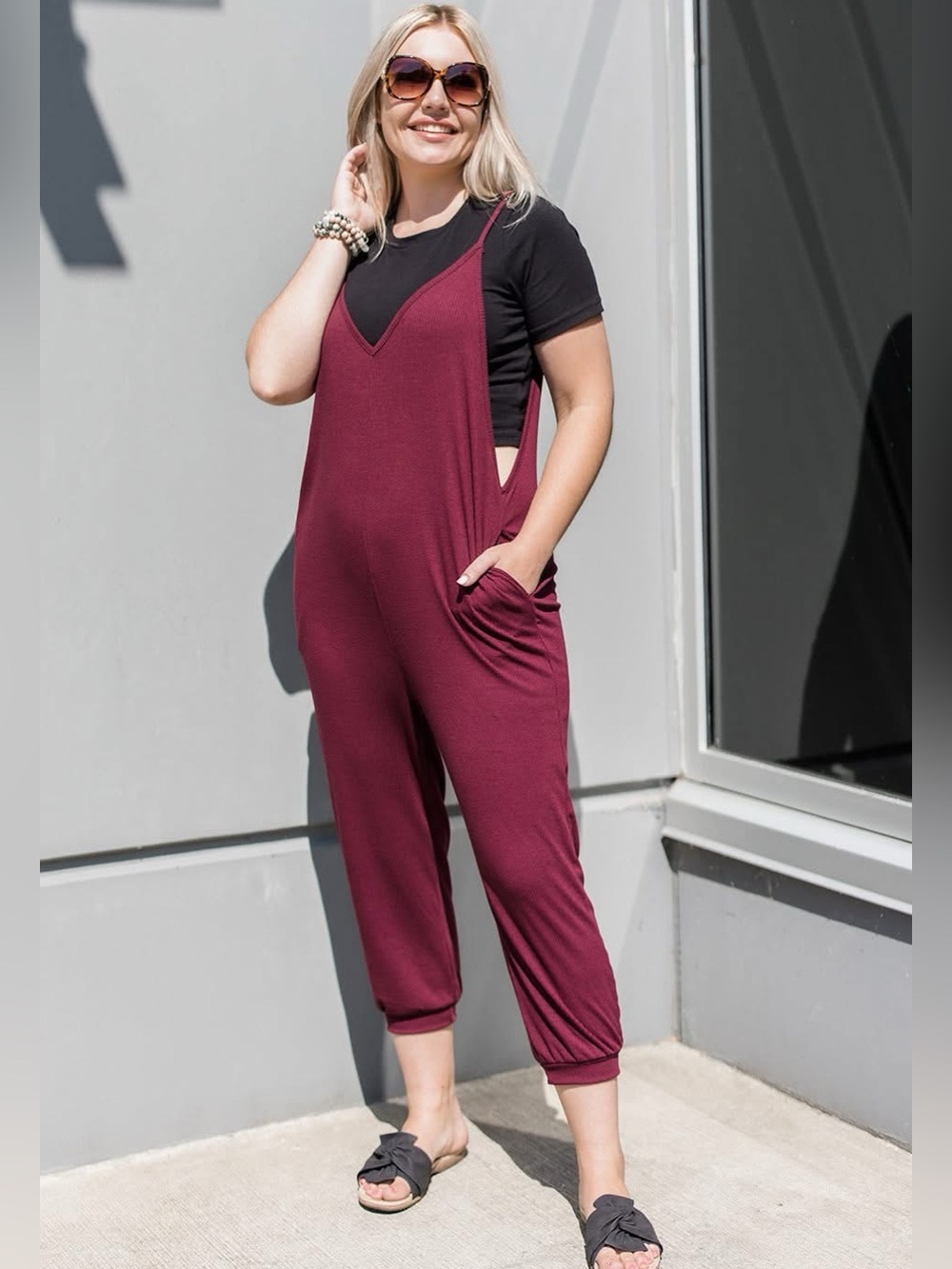 In the Mood Jumpsuit (NWT) Wine, Size XS **fits more like a S/M